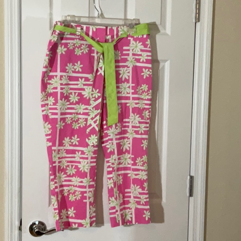 Lilly Pulitzer Pink and Green Floral Pants